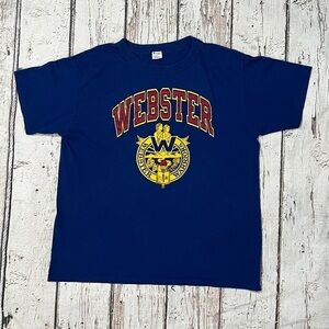 Vintage 1980s Webster Warriors Champion Blue 80s Crewneck Tee Top Shirt